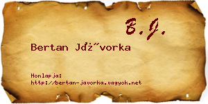 Bertan Jávorka névjegykártya